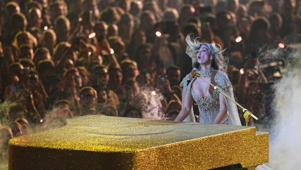 Delta Goodrem from Australia performs the song "Eclipse" during the dress rehearsal for the Grand Final of the 70th Eurovision Song Contest in Vienna, Austria, Friday, May 15, 2026.