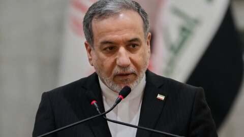 Iranian Foreign Minister Abbas Araghchi speaks during a news conference with his Iraqi counterpart Fouad Hussein after their meeting at the foreign ministry in Baghdad, Iraq, Sunday, June 28, 2026.