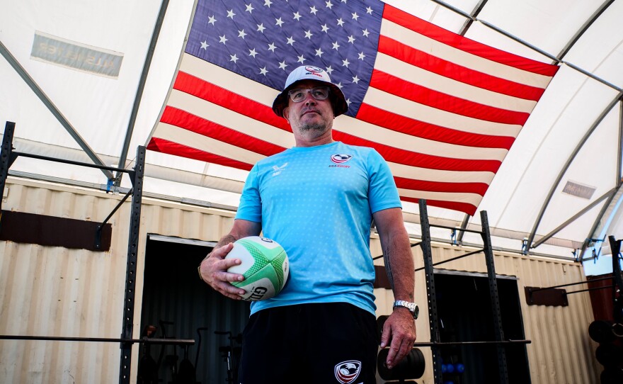 Mike Friday, head coach of the USA Men’s rugby sevens team, poses on July 1, 2024 at the Chula Vista Elite Athlete Training Center. Chula Vista, Calif.