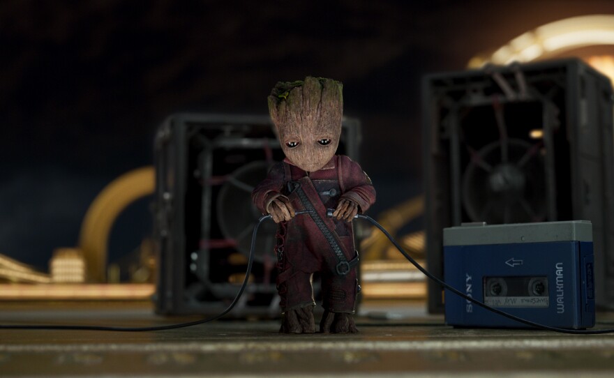 Baby Groot (voiced by Vin Diesel) takes center stage while his friends fight off a massive space monster in "Guardians of the Galaxy, Vol. 2."