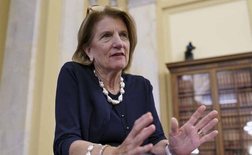Sen. Shelley Moore Capito, R-W.Va., the GOP's lead negotiator on infrastructure, met with President Biden on Wednesday as an informal deadline next week nears for trying to reach a bipartisan deal.