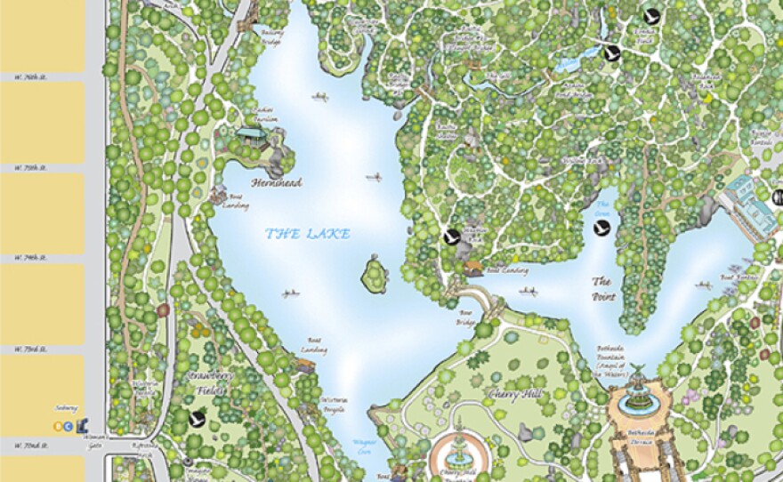 A selected portion of a map of Central Park, in New York City, created by Ken Chaya of Central Park Partners.