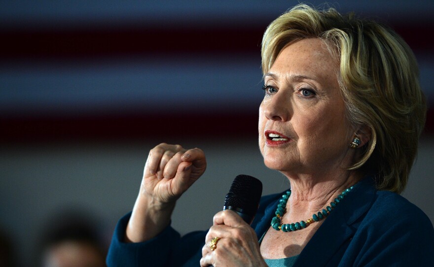 Hillary Clinton speaks at an event in New Hampshire earlier this month. The presidential candidate continues to face questions over her emails as secretary of state.