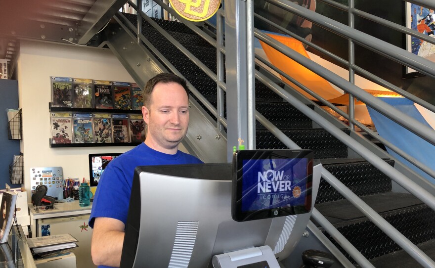 Aaron Trites is the owner of Now or Never Comics, which has the distinction of being within walking distance of Comic-Con. July 16, 2023