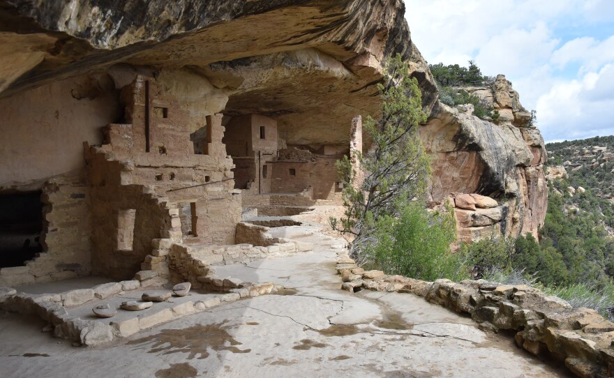 A view of Balcony House, one of the cliff dwellings built by the Ancestral Puebloans at Mesa Verde National Park in Colorado.