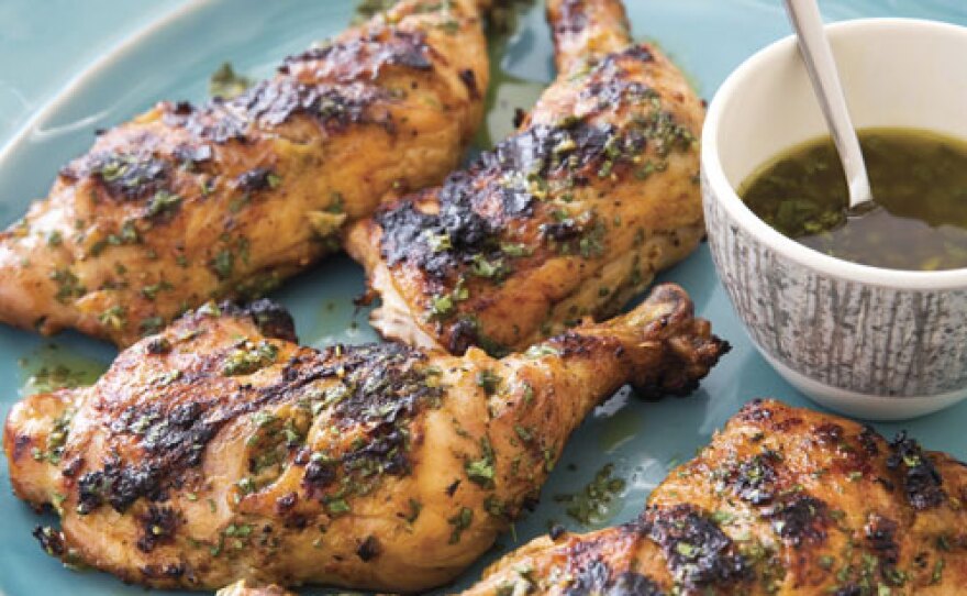 Grilled Chicken Leg Quarters with Lime Dressing