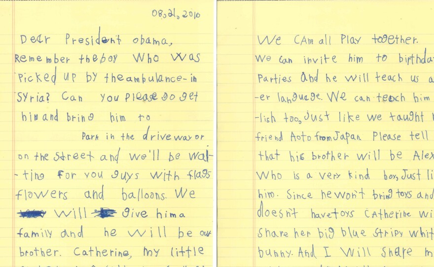 A 6-year-old boy in New York wrote a letter to President Obama offering to share his home with Omran Daqneesh, the Syrian boy who was seen in the aftermath of an airstrike last month in Aleppo.