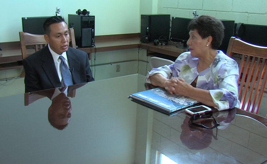 Cuauhtemoc Martinez, a deportee, sees a therapist at a Tijuana migrant shelter.