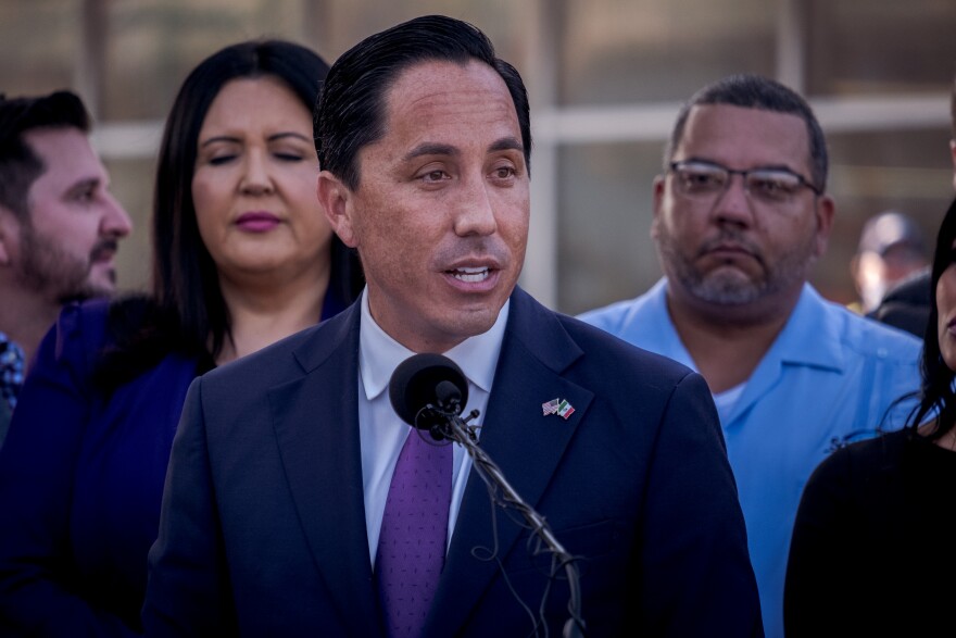 San Diego Mayor Todd Gloria at the San Ysidro pedestrian border crossing. San Ysidro. Nov. 8, 2021.