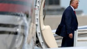  Republican presidential candidate former U.S. President Donald Trump arrives at the Miami International Airport June 12, 2023 in Miami, Florida. (Photo by Win McNamee/Getty Images)