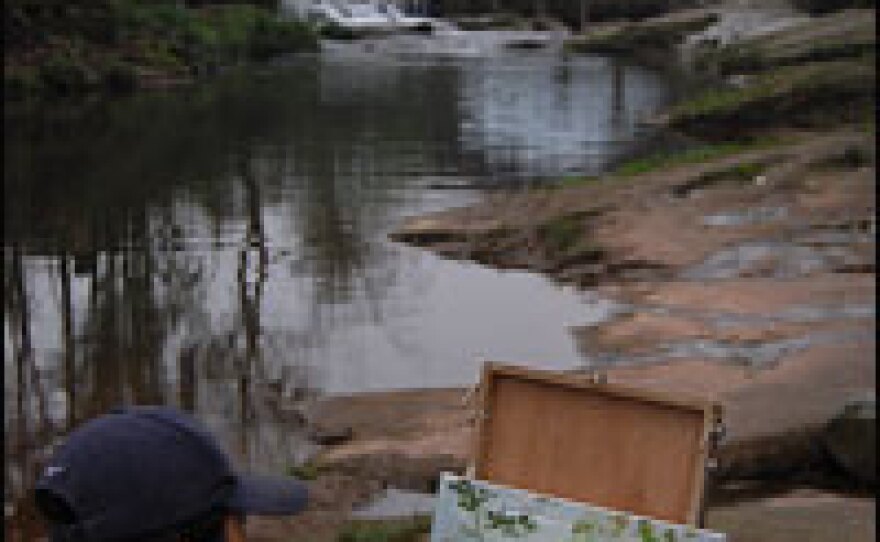 A painter captures the 300-year-old Bridge of the Immortals.