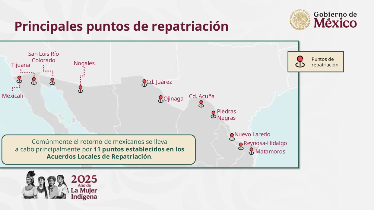 A map shows the locations of shelters set up by the Mexican government along the border to house deportees.