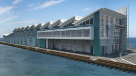 A computer-generated rendering of what the finished cruise ship terminal will look like in December 2010. Today marked the groundbreaking for the new Broadway Cruise Ship Terminal. 