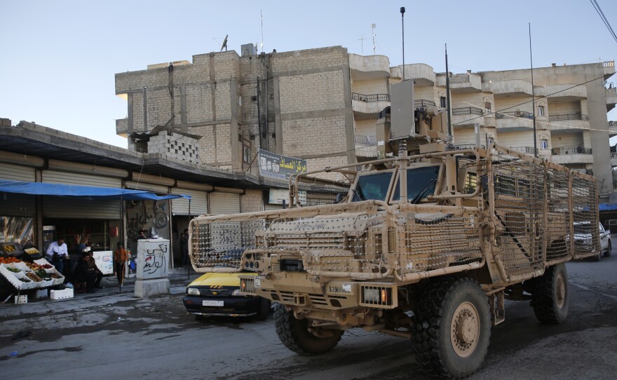 U.S. troops patrolling in Manbij, Syria, in April. More than 2,000 U.S. troops are on the ground there.