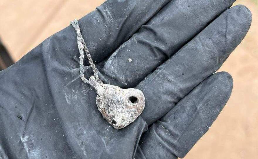 Miraculously, Susan Fares' necklace above remained intact during the Maui wildfires. Inside are the last remaining ashes belonging to her son.