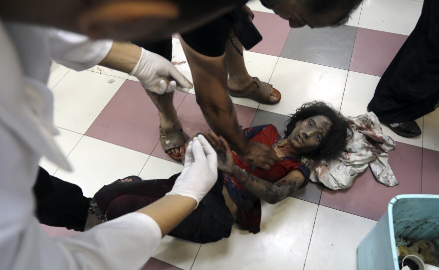 An injured Palestinian girl receives treatment at al-Shifa hospital, following Israeli airstrikes on Gaza City, central Gaza Strip, on Nov. 5.