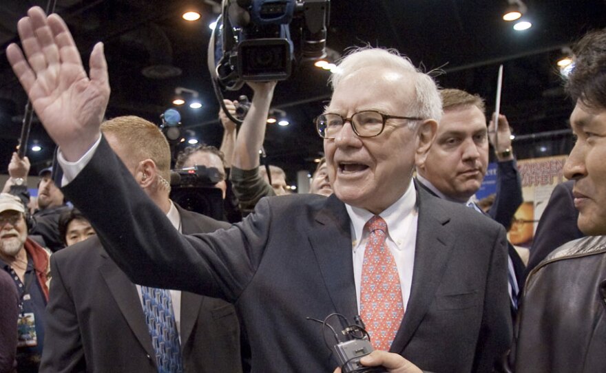 Warren Buffett, chief executive officer of Berkshire Hathaway, waves to shareholders in November 2009, prior to the annual Berkshire Hathaway shareholders meeting in Omaha, Neb. In the past, Buffett has championed his pro-tax stance, saying his wealth should be taxed heavily to support the public institutions that allowed him to succeed.