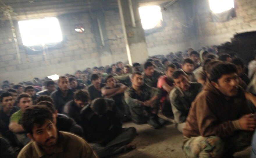 Here are some of the nearly 300 Syrian soldiers being held as prisoners in Khirbet al-Joz. Activists say they saw no sign of torture or abuse directed against the captives, who include Alawites, Christians and Shiite Muslims, all minority communities in Syria.