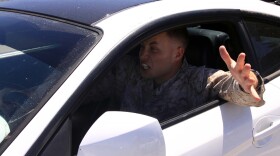 Lance Cpl. Orrin Farmer demonstrates road rage.