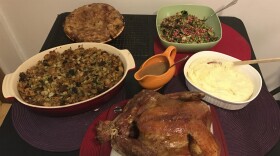 This Oct. 14, 2016, photo shows food from a Thanksgiving dinner from Martha & Marley Spoon in New York