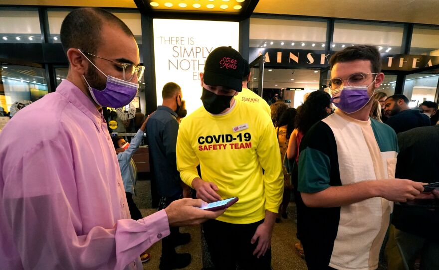 People have to show proof of vaccination to enter Broadway theaters.