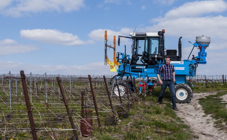 Antoine Coutier of R. H. Coutier Champagne prepares to tend his family's vineyard in Ambonnay, one of the grand cru villages in Champagne. While some of the grapes are sold to big Champagne houses like Moët & Chandon and Veuve Cliquot, the family has also been bottling its own Champagnes since 1971.