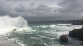 Waves crash into La Jolla Shores, Dec. 11, 2015.