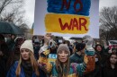 Ukrainians living in the U.S. and anti-war demonstrators protest against Russia's invasion in Washington, D.C., on Feb. 24.
