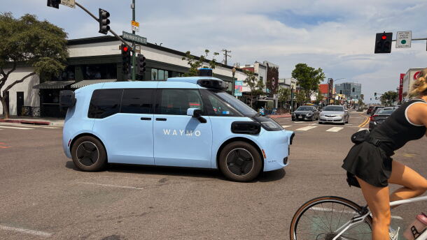 A Waymo driverless car crosses the intersection of 30th and University Avenues in North Park on Aug. 20, 2026.