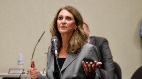 Mary Willis, seen here speaking to the San Ysidro school board during a special meeting, was appointed as the district's fill-in superintendent, Nov. 6, 2017. 