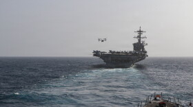 Arleigh Burke-class guided-missile destroyer USS Frank E. Petersen Jr. (DDG 121) sails behind the Nimitz-class aircraft carrier USS Abraham Lincoln (CVN 72), June 27, 2026. Frank E. Petersen Jr. is deployed to the U.S. 5th Fleet area of operations to support maritime security and stability in the Middle East.
