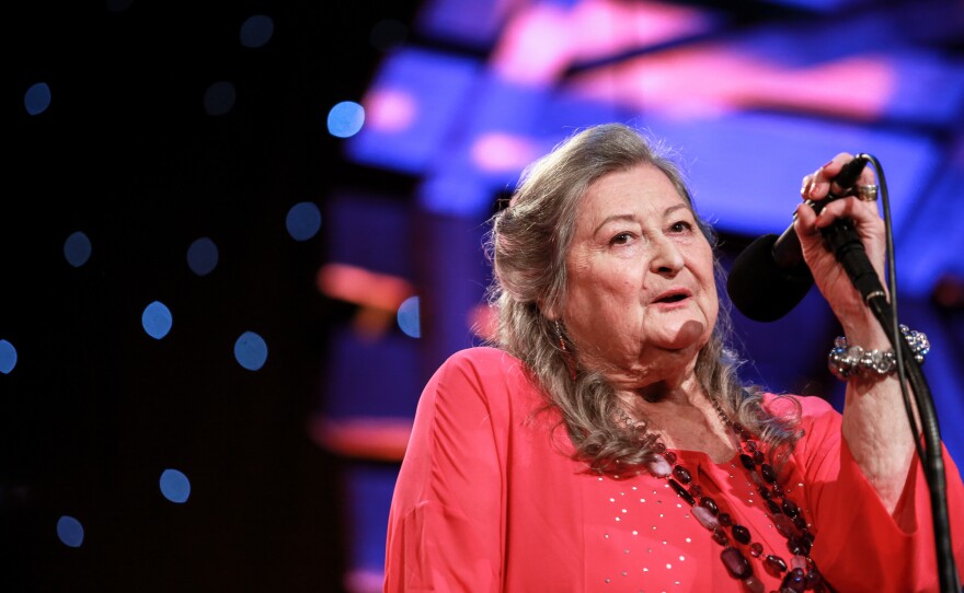 Norma Waterson receives the Lifetime Achievement award at the BBC Folk Awards at Royal Albert Hall on April 27, 2016, in London.