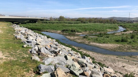 A steady flow of sewage from Tijuana enters the Tijuana River Valley on the US side of the border on Jan 20, 2020.