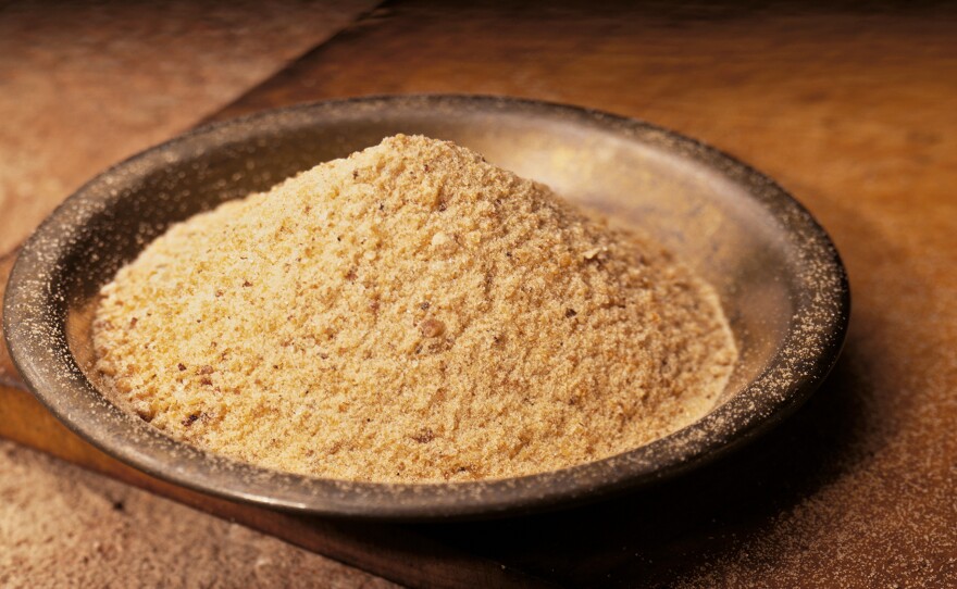 A dish full of ground asafoetida, or hing, as it is known in India.