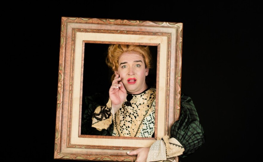 Luke Harvey Jacobs is one of two actors performing 35 roles in "The Mystery of Irma Vep."