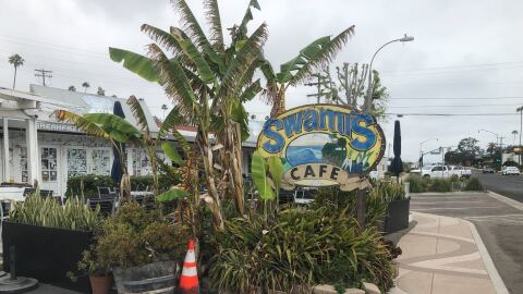The entrance to Swami's Café in Encinitas is shown in this photo, May 19, 2023.