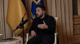 Ukrainian President Volodymyr Zelenskyy speaks with NPR in Kyiv, Ukraine, on Tuesday.