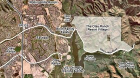 A map showing the Otay Ranch Resort Development in Chula Vista.