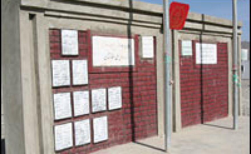 This memorial to the fallen has been erected at Fire Base Bermel in eastern Afghanistan. Two Afghan flags fly overhead. During a recent visit, Gen. Abdul Rahim Wardak, the defense minister, said that Afghans are "willing to sacrifice to defend the motherland."
