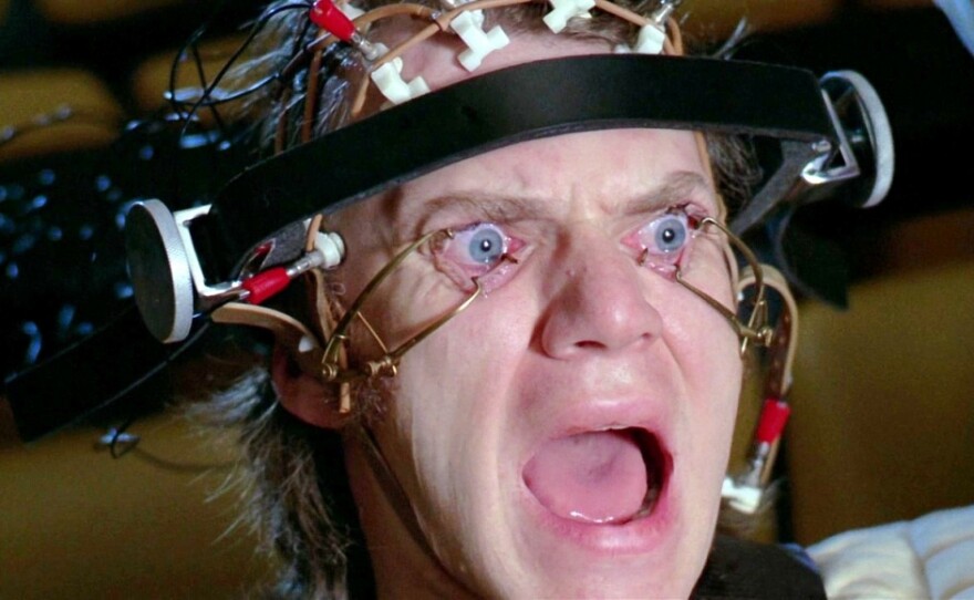 Malcolm McDowell stars as a young man subjected to experimental treatment to curb his violent tendencies in Stanley Kubrick's adaptation of Anthony Burgess' futuristic tale, "A Clockwork Orange."