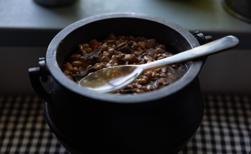 A replica of a bean stew is displayed at Hogshead Trades Museum.