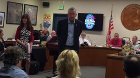 Solana Beach City Councilwoman Jewel Edson and Del Mar Mayor Terry Sinnott share their concerns of the proposed Surfside entertainment venue at the Del Mar Fairground Board of Directors meeting, May 23, 2017.