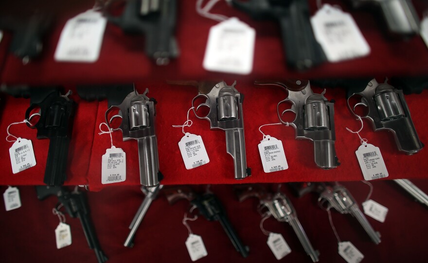 The handgun sales counter at Northwest Armory in Portland, Ore.