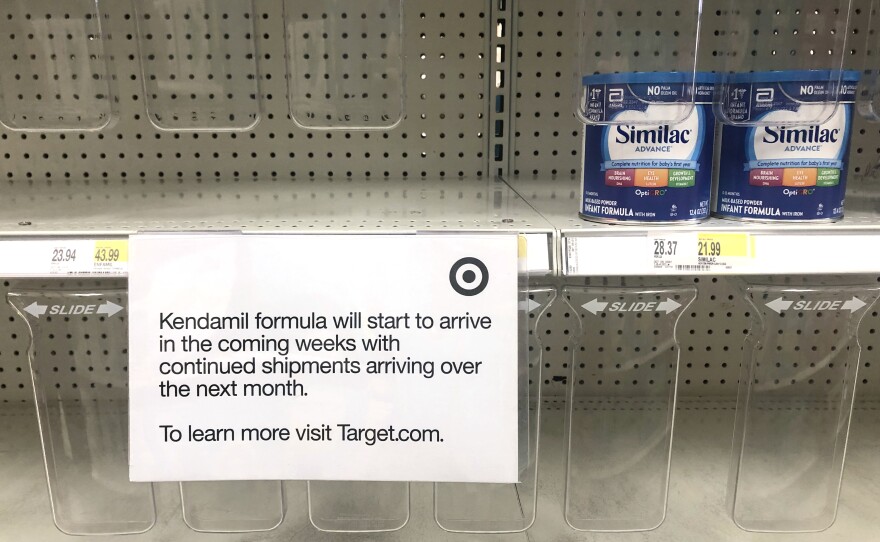 A sign posted in July at a Target store in Queens, N.Y., assured shoppers that more baby formula would be available in coming weeks. The FDA's report said external factors outside of the agency's control need to be addressed to prevent critical food supply shortages in the future.