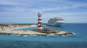 The iconic lighthouse and bar at Ocean Cay MSC Marine Reserve, Thursday, Dec. 5, 2019, in Marine Cay Island, The Bahamas.

