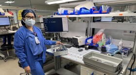Sterile processing technician Mae Valdehueza assembles medical instruments inside of a facility inside UC San Diego's Jacobs Medical Center, Nov. 3, 2025.