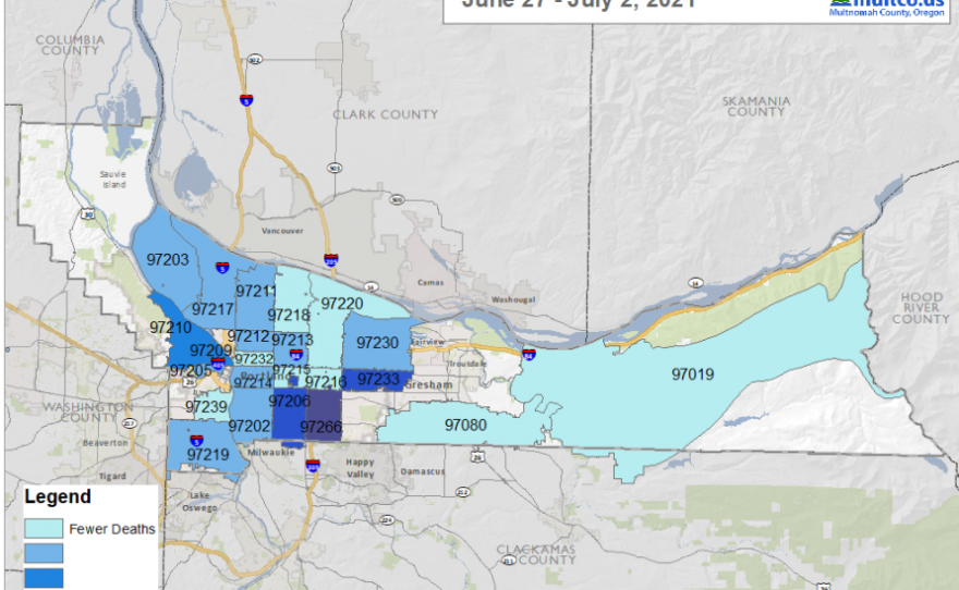 The areas with more heat related deaths in Multnomah County included lower income neighborhoods where people of color tend to live. Portland State researcher Vivek Shandas says they have fewer trees but more highways, parking lots and industrial plants, which absorb heat.