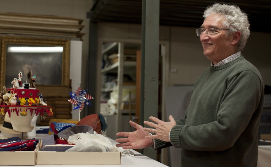 Harry Rubenstein talks about memorabilia from different presidential campaigns at the National Museum of American History in Washington, D.C.