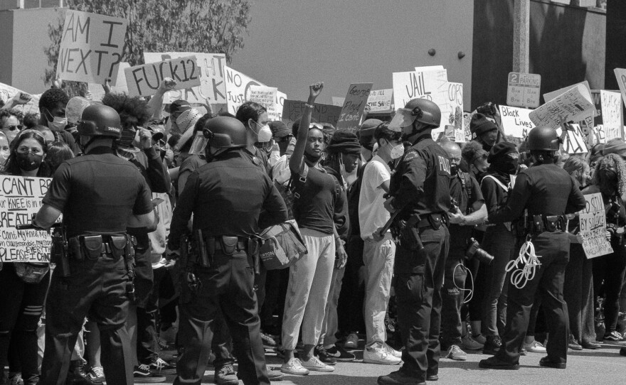 This photo was taken at a Black Lives Matter protest in Los Angeles on May 30. The BLM movement was founded by three black women, Patrisse Cullors, Alicia Garza and Opal Tometi.