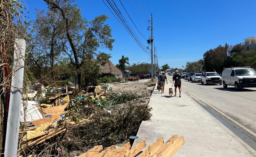 Destruction of small shops along Bonita Beach Rd. in Bonita Springs, south of Cape Coral, on Sept. 30, 2022.